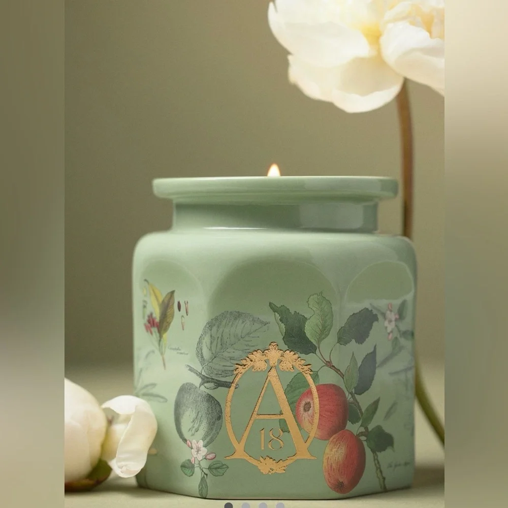 NEW NWT Anthropologie Apothecary 18 spice Orchard woods Ceramic Jar candle